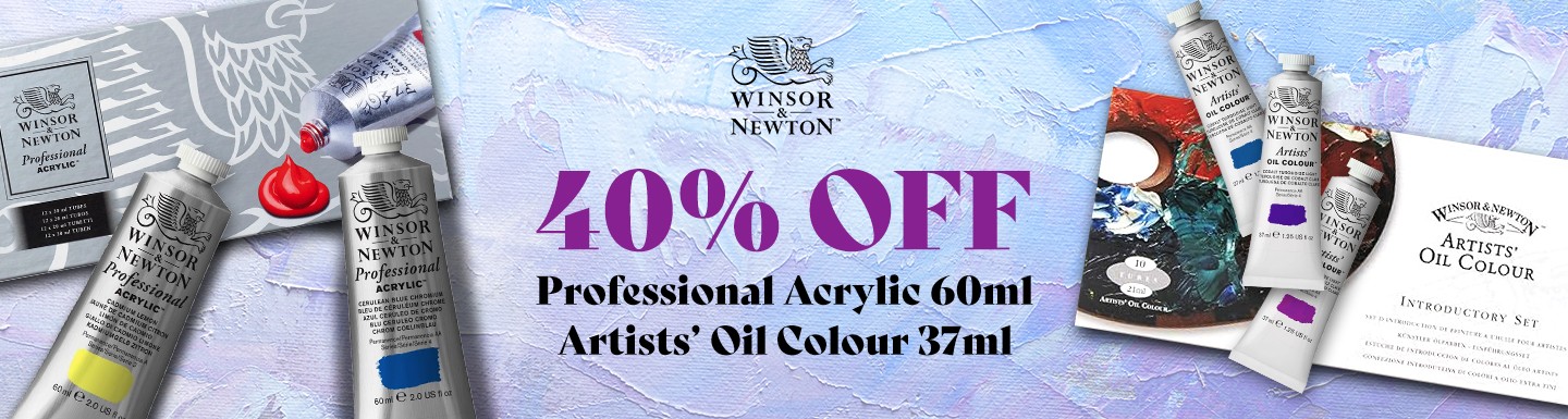 40% Off Winsor & Newton Professional Acrylic 60ml and Artists' Oil Colours 37ml